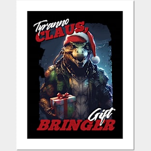 Tyranno Claus, Gift Bringer Dinosaur Christmas Posters and Art